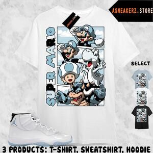 Shirt Match Aj 11 Columbia Legend Blue Matching Retro Mro Mario T-Shirt